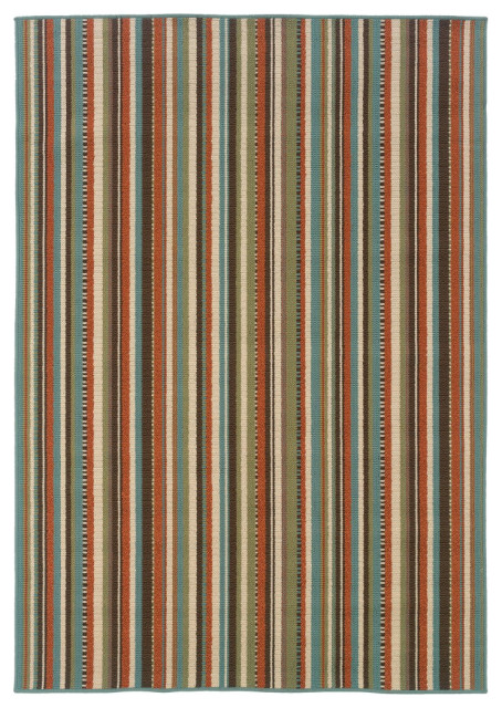 8??11??Green And Brown Striped Indoor Outdoor Area Rug, 85.243 ...