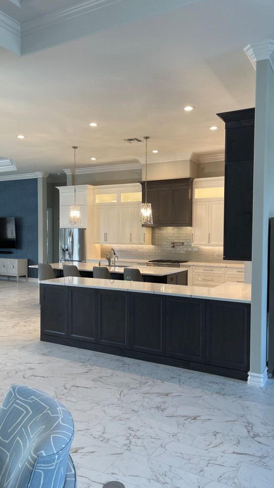 Example of a transitional kitchen design in Miami
