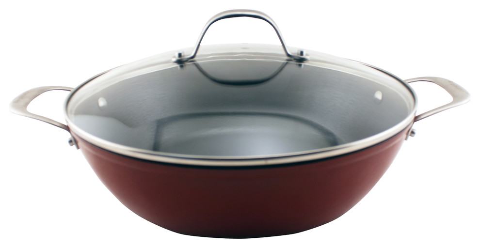 Light Cast Iron Braiser, Red 11.75" Contemporary Stockpots by