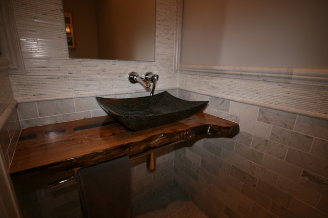 Marble Powder With Live Edge Countertop Contemporary Bathroom