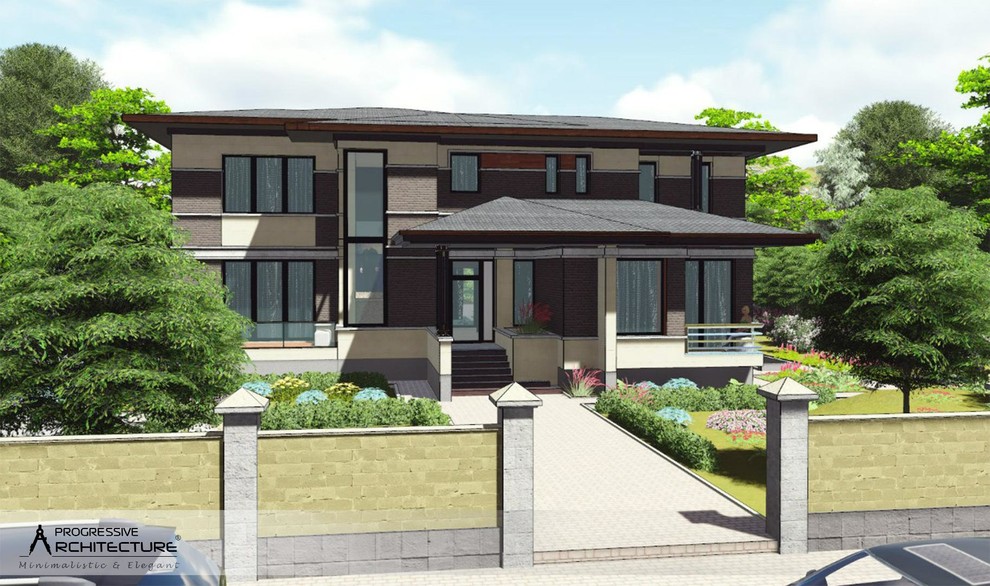 Кирпичный коттедж в стиле современного конструктивизма