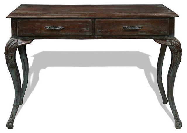 Old World Mediterranean Sofa Table Fresco Brown Torched Distressed Old World Mediterranean Sofa Table Fresco Brown Torched Distressed W Turquoise Console Tables By Lutina Furniture