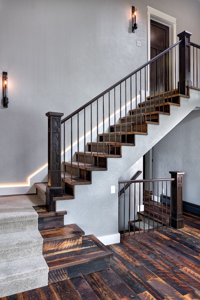 Mountain style staircase photo in Denver