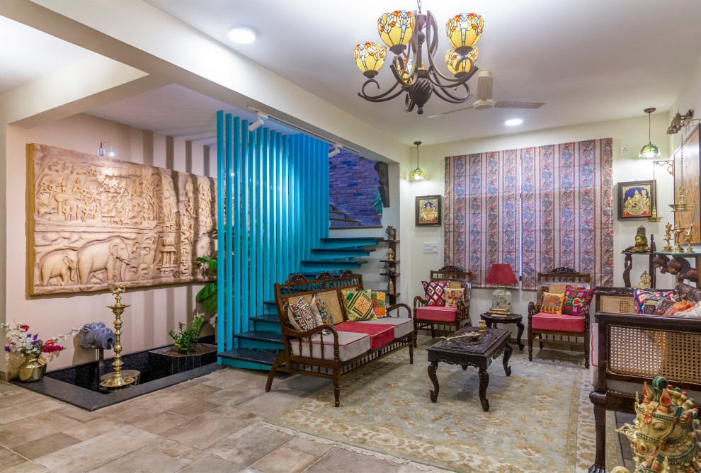 Design ideas for an eclectic living room in Bengaluru.