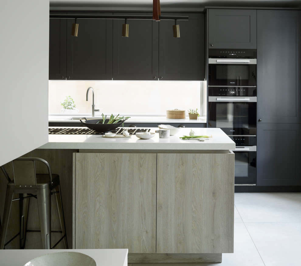 This is an example of a contemporary kitchen in London.