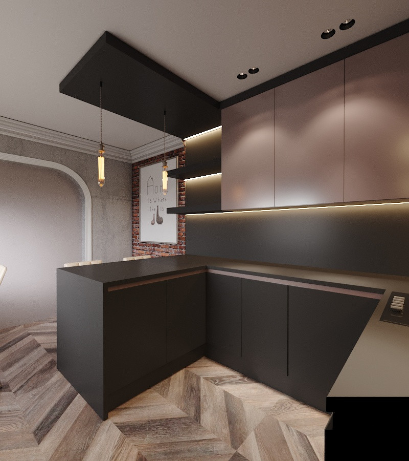 Кухня в стиле лофт для загородной жизни