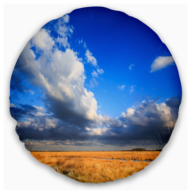 Insert Side x 26 in Sofa Throw Pillow 26 in Designart CU14802-26-26 Clouded Blue Sky Over Prairie Landscape Printed Cushion Cover for Living Room in