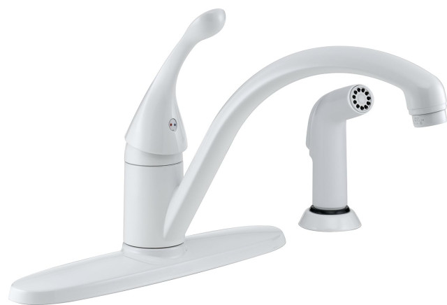 Transitional One-Handle Kitchen Faucet, Mid Arched Design & Side ...