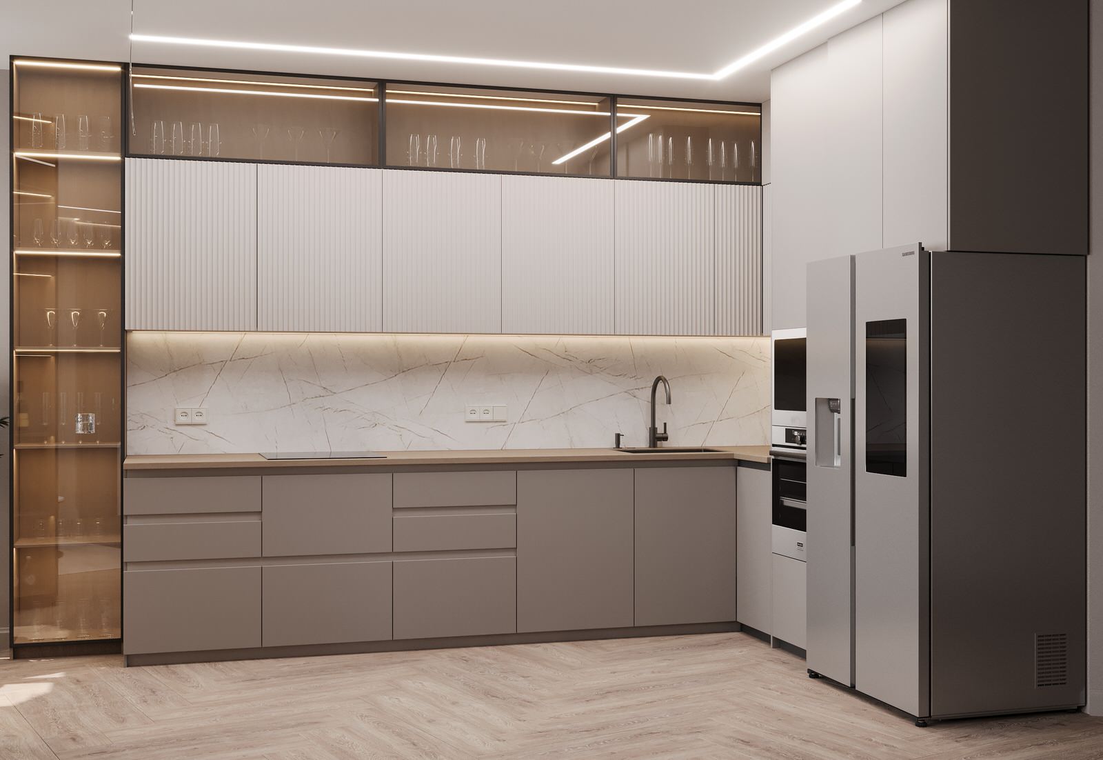 Проект кухни-гостиной ЖК Каскад