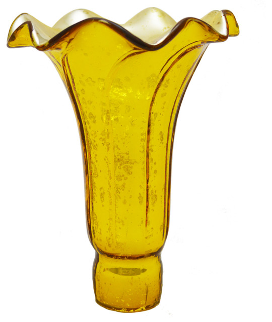 Hand Blown Mercury Glass Replacement Lily Shade, Yellow Traditional
