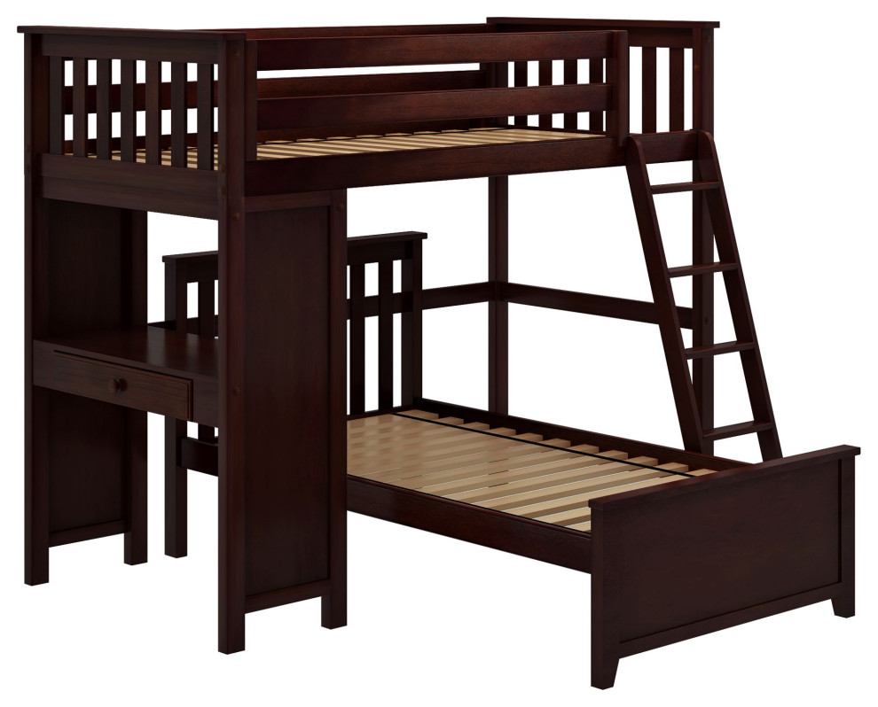 Plank + Beam Twin over Twin AllinOne LShaped Bunk Bed + Desk