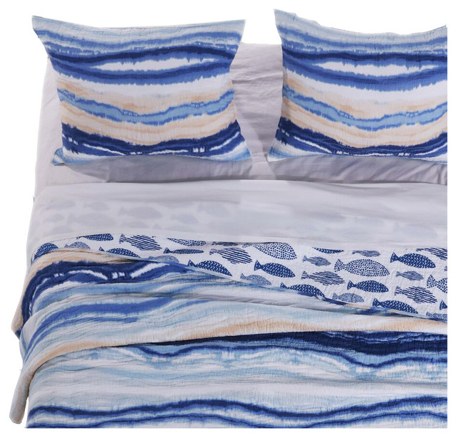 Barefoot Bungalow Crystal Cove Artisan Print Sham Blue 20x26