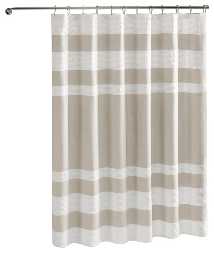 Madison Park Spa Waffle Shower Curtain With 3M Treatment, Taupe