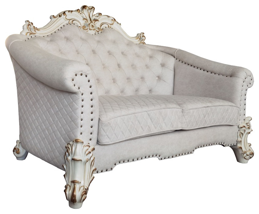 ACME Vendome II Loveseat w/4 Pillows in Two Tone Ivory Fabric