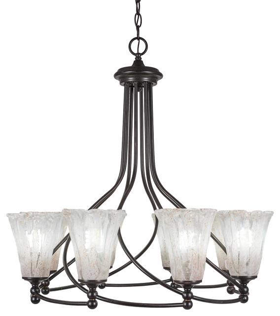 Chandelier, 5.5" Fluted Teal Crystal Glass Traditional Chandeliers