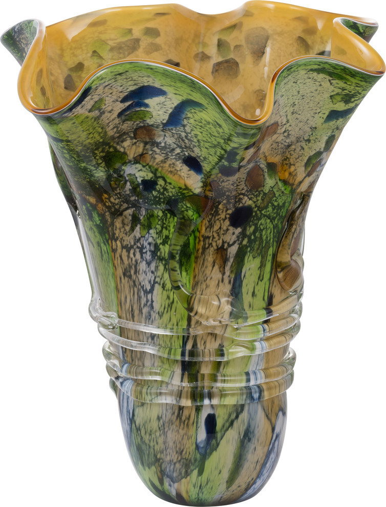 Svirla Glass Ripple Vase, 15"x17"