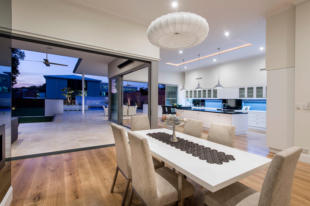 This is an example of a large contemporary dining room in Perth.