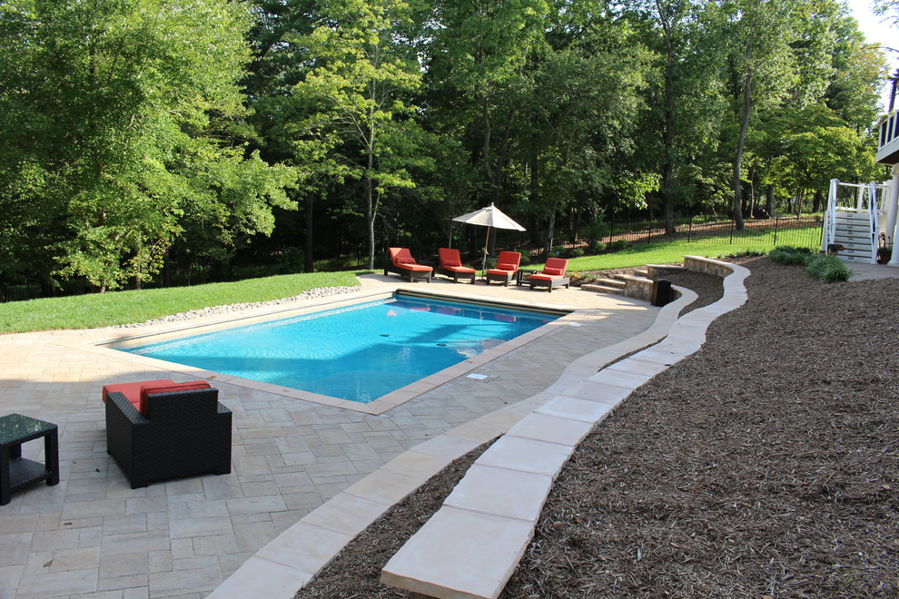 Home design - mid-sized rustic backyard concrete paver and rectangular natural home design idea in DC Metro