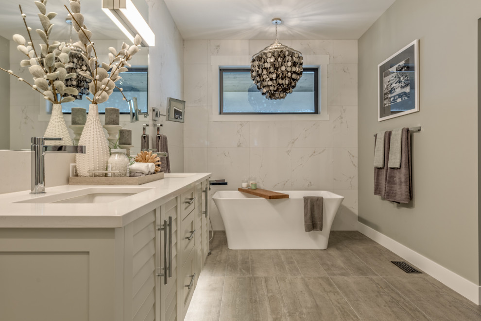 Example of a beach style home design design in Vancouver