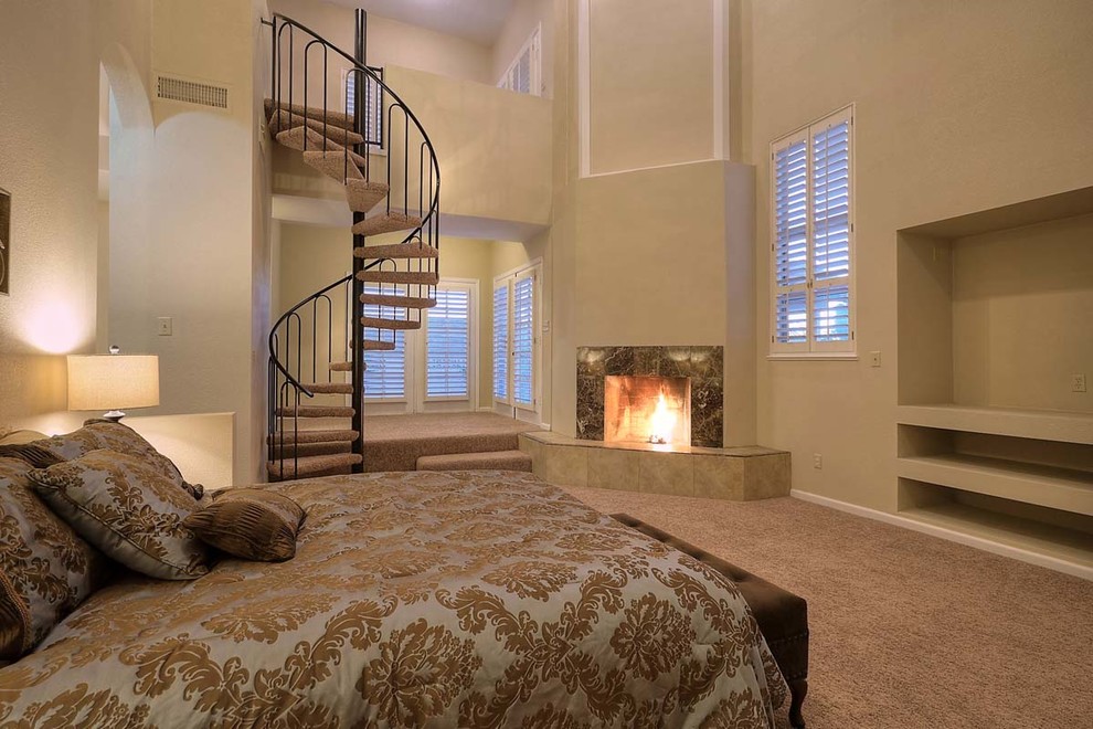 Master Bedroom with spiral staircase to loft ...