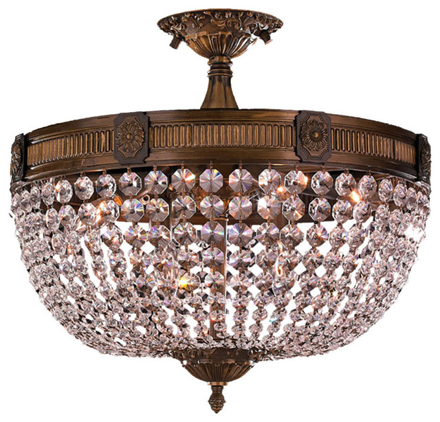 Ont 6 Light Antique Bronze Finish Crystal Semi Flush Mount Ont 6 Light Antique Bronze Finish Crystal Semi Flush Mount Ceiling
