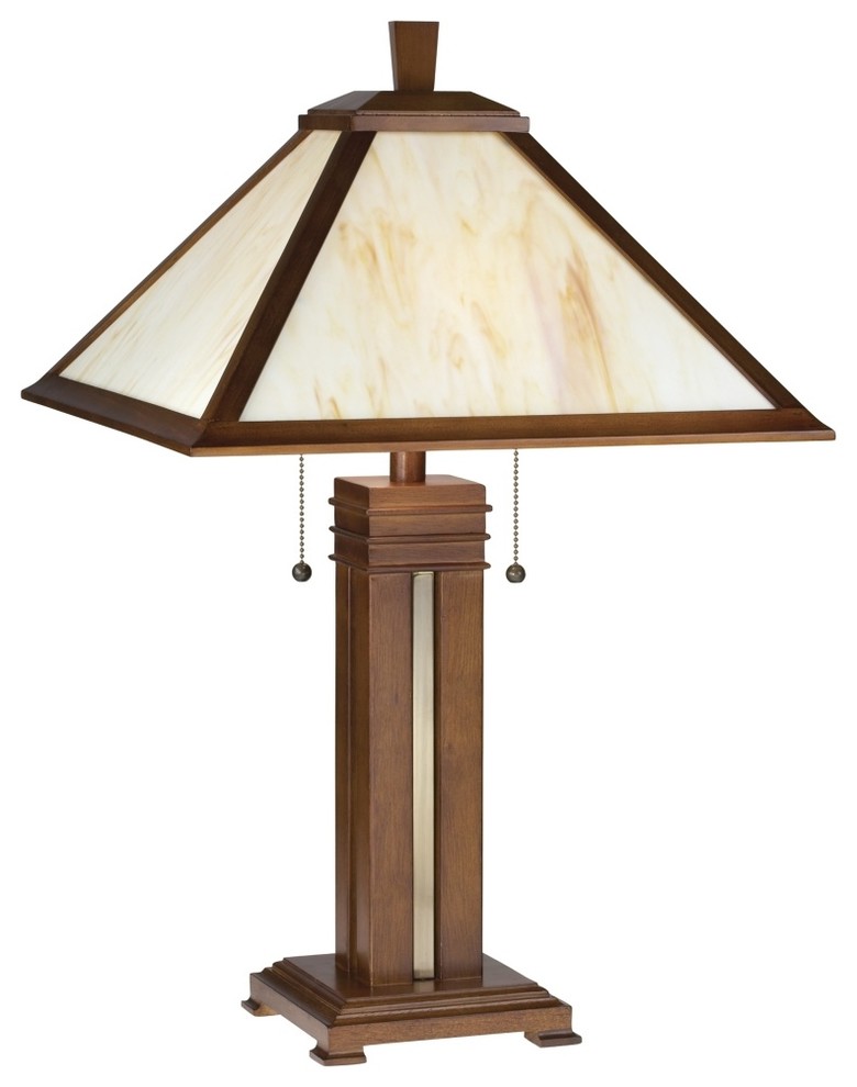 Arts and Crafts - Mission Prairie Style with Honey Glass Table Lamp