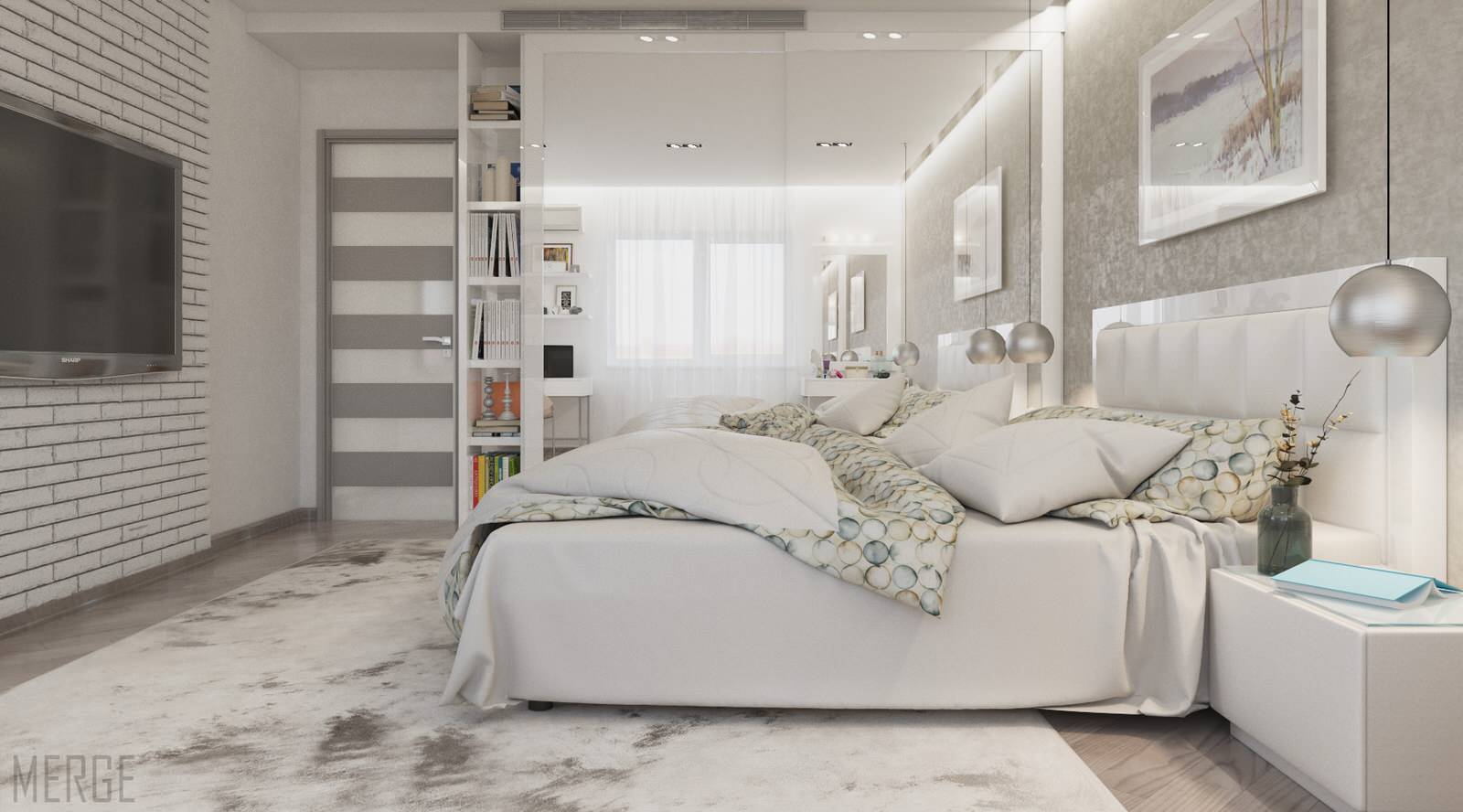 Минималистичная двухкомнатная квартира с видом на ЖД вокзал в Одессе 80м²