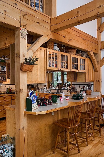 Example of a mountain style kitchen design in Boston
