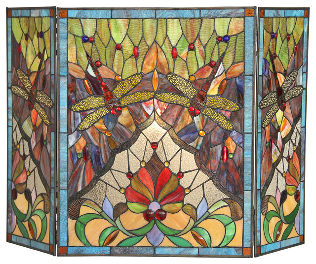 Anisoptera Purity Tiffany Glass 3 Piece Folding Dragonfly