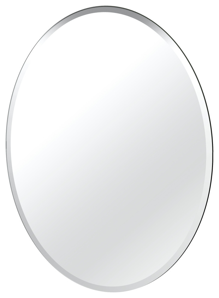 32" Flush Mount Frameless Oval Mirror Contemporary Bathroom Mirrors