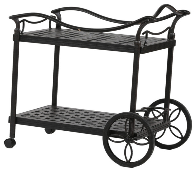 Stinson 2 Tier Outdoor Serving Aluminum Indoor/Outdoor Tea Cart Traditional Outdoor Serving