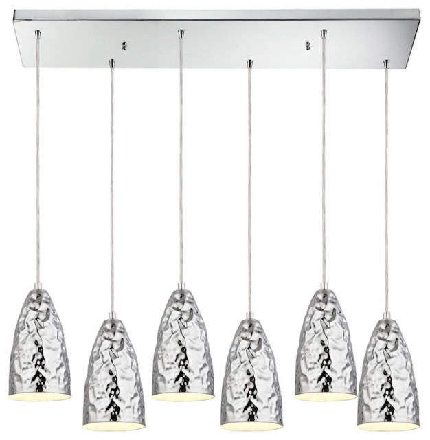 Hammersmith 6Light Rectangular Pendant Fixture, Polished Chrome