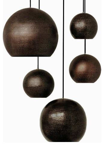 Cascading Copper Globe Drop Chandelier 5-Piece, Rio Grande