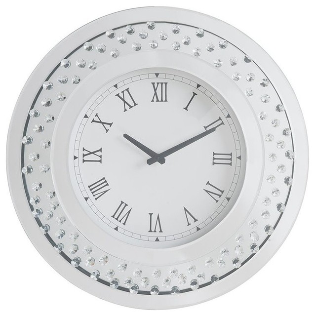 Acme Lantana Round Mirrored Wall Clock Contemporary Acme Lantana Round Mirrored Wall Clock