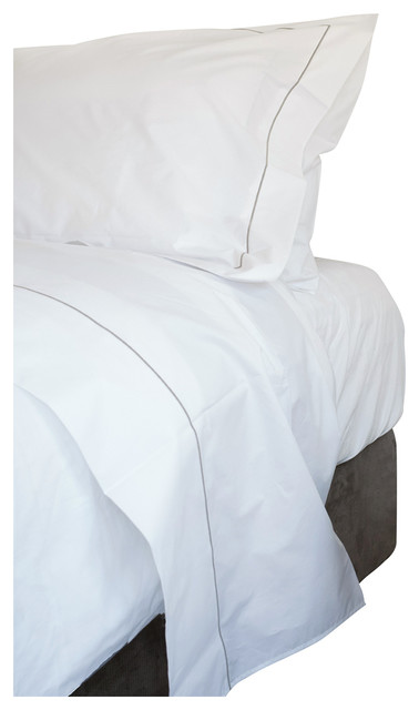 White Cotton Percale Fitted Sheet King