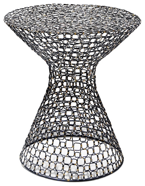 Interlude Dendara Modern Hourglass Sculptural Wire Frame Table