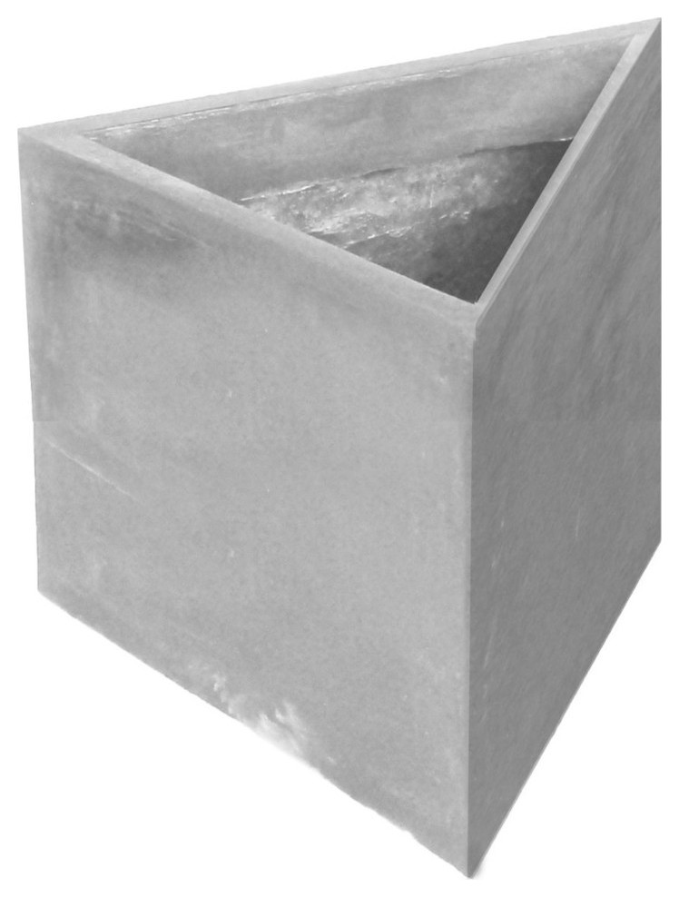 Resin Stone Modular Wedge Planter, Lead Gray, 24x24x24, Drainage