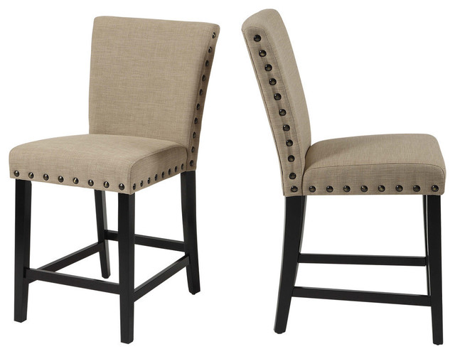 Acme Byton Counter Height Chairs Linen And Black Set Of 2 Acme Byton Counter Height Chairs Linen And Black Set Of 2