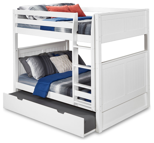 Camaflexi Full Over Full Bunk Bed With Twin Trundle Panel Headboard Transitional Bunk Beds