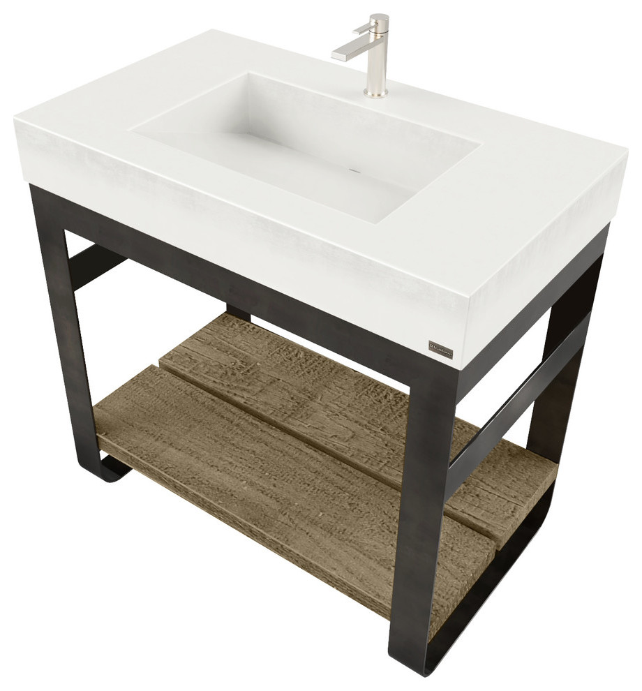 36" Outland Vanity With Concrete Ramp Sink Industrial Bathroom