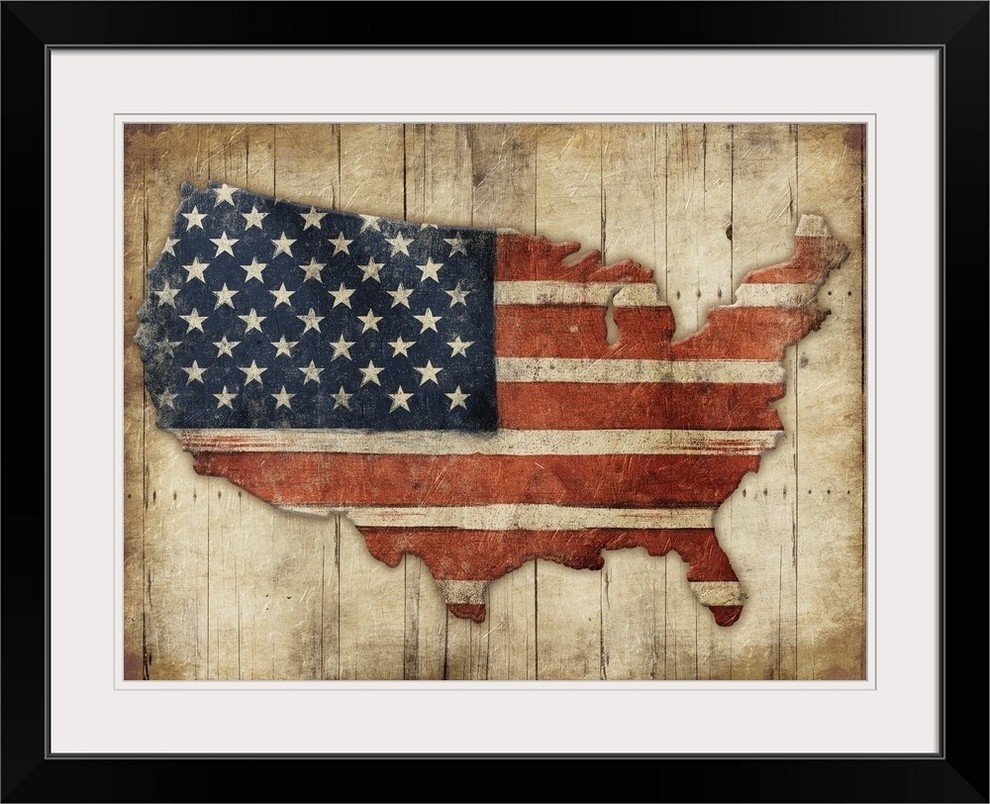 Rustic USA Flag Picture Photo Frame Patriotic Tabletop Home Decor United States