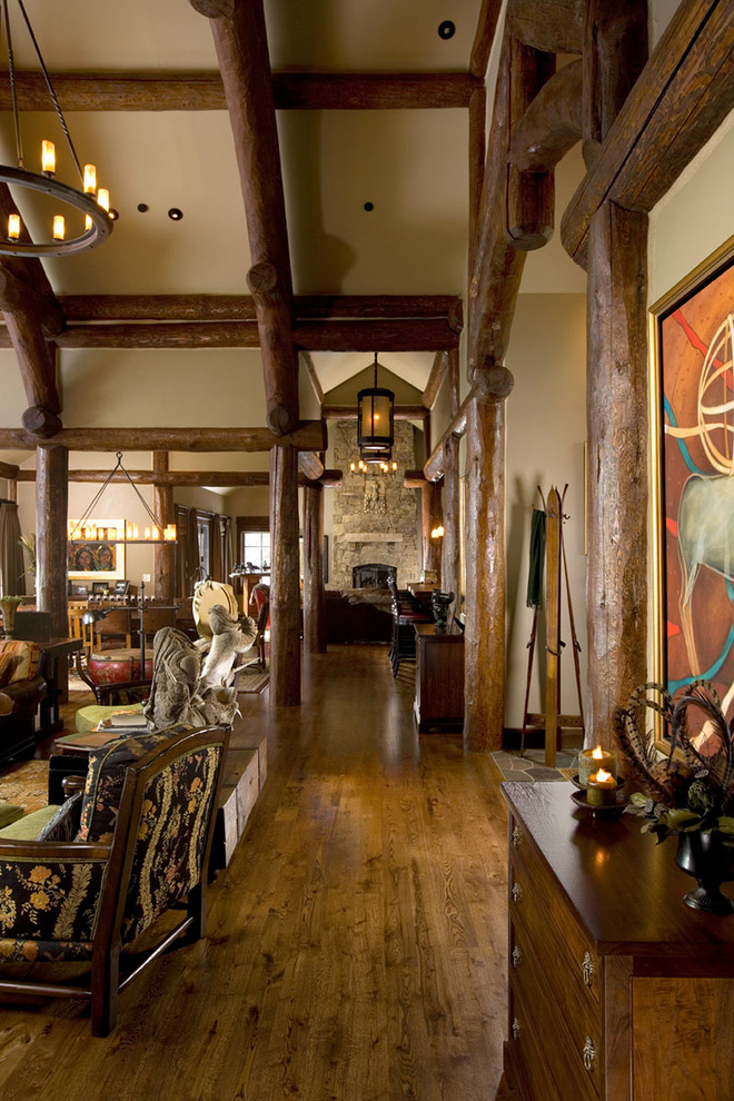 Mountain style light wood floor hallway photo