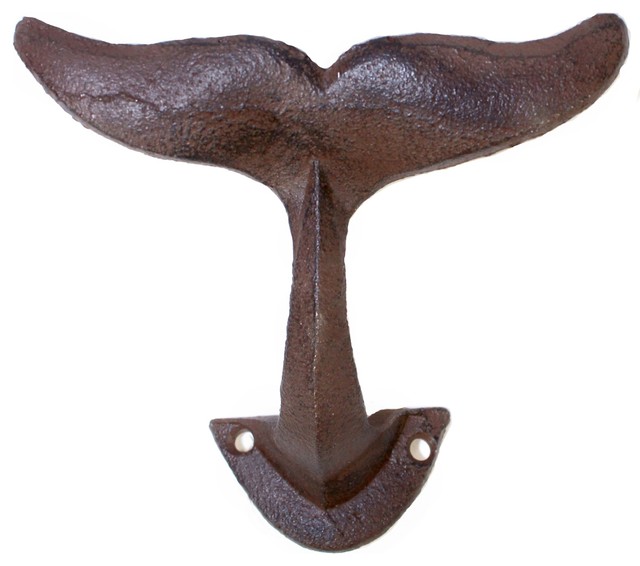 Whale Tail Wall Hook Cast Iron Antiqued Brown Finish 5 Inches