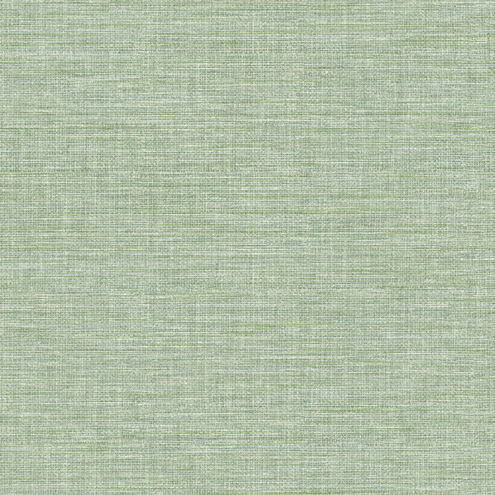 Exhale Light Green Faux Grasscloth Wallpaper, Swatch Contemporary