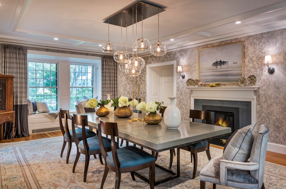 Inspiration for a transitional dining room in Boston.