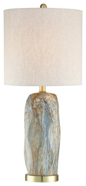 Table Lamp, Slate Ceramic With Linen Fabric Shade