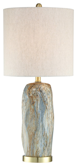 Table Lamp, Slate Ceramic With Linen Fabric Shade