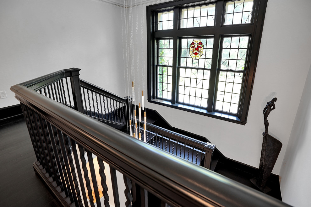 Original Stained Glass Window & Dark Wood Banister – Historic Renovation in Prin