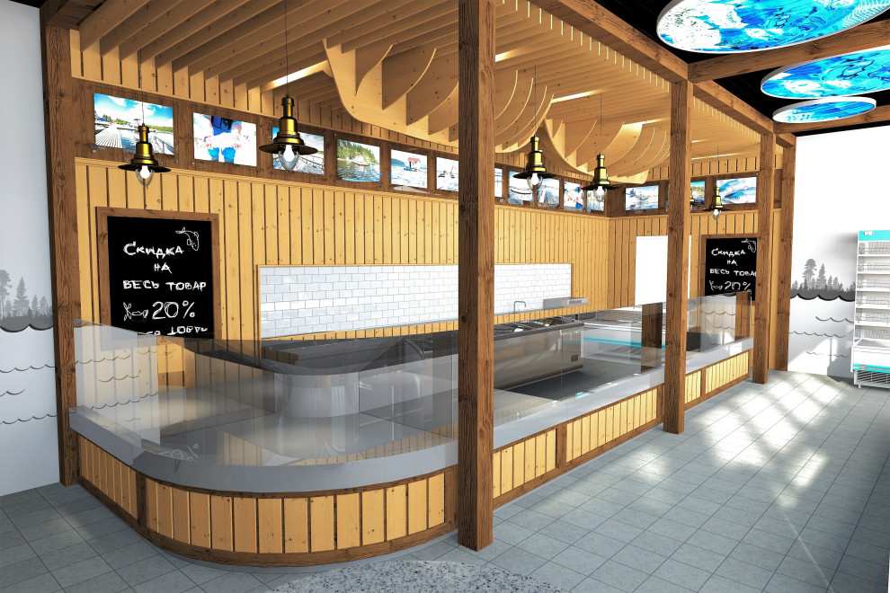 Визуализация магазина форелевого хозяйства на севере Карелии
