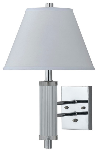 60W Wall Lamp with On Off Push Switch, Chrome Finish, White